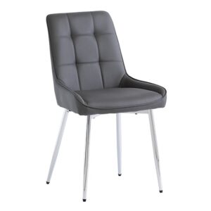 Aggie Faux Leather Dining Chair In Grey