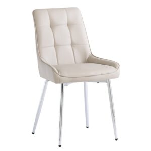 Aggie Faux Leather Dining Chair In Stone