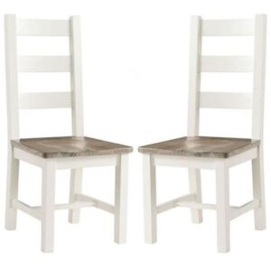 Alaya Ladderback Style Dining Chair In Stone White