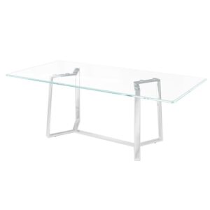 Altarnun Glass Dining Table With Stainless Steel Legs