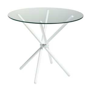 Amata Round Glass Dining Table With White Base
