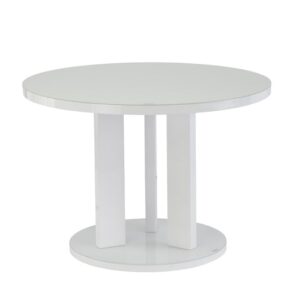 Brambee Glass Dining Table Round In White And High Gloss