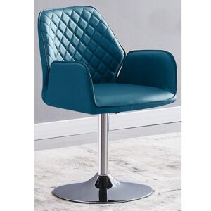 Bucketeer Faux Leather Dining Chair In Teal with Swivel Action