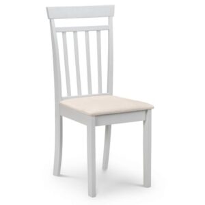 Calista Wooden Dining Chair In Grey With Ivory Seat