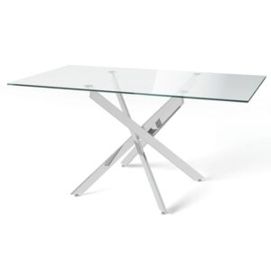Calke Rectangular Glass Dining Table With Chrome Legs