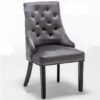 Carrboro Round Knocker Velvet Dining Chair In Dark Grey