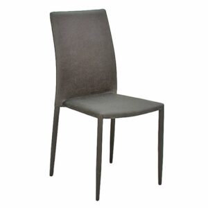 Enzi Fabric Dining Chair In Dark Grey