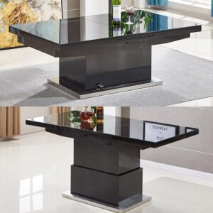 Elgin Extending Glass Top Gloss Coffee To Dining Table In Black