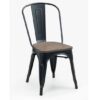 Gael Wooden Dining Chair In Mocha Elm With Metal Frame