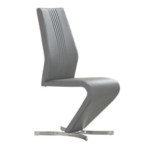 Gia Faux Leather Dining Chair In Grey With Chrome Base