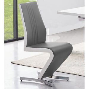 Gia Faux Leather Dining Chair In Grey And White