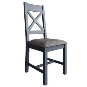 Hants Cross Back Dining Chair In Blue With Grey Seat