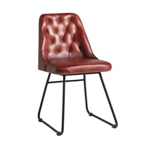 Hayton Genuine Leather Dining Chair In Vintage Red