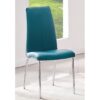 Opal Faux Leather Dining Chair In Teal With Chrome Legs