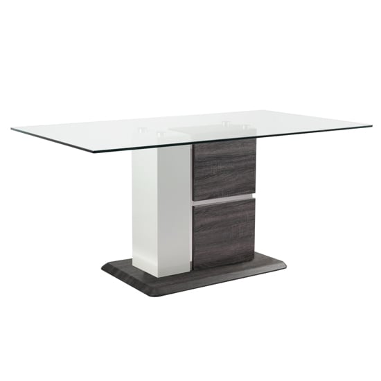 Panama Glass Dining Table With Dark Grey Wooden Base