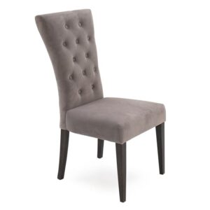 Pombo Velvet Dining Chair With Wooden Leg In Taupe