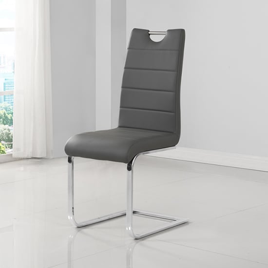 Petra Faux Leather Dining Chair In Grey