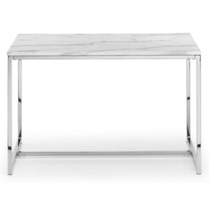 Sable High Gloss Dining Table In White Marble Effect
