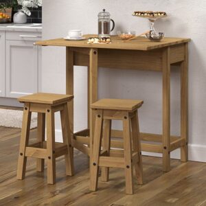 Consett Drop Leaf Dining Set In Oak With 2 Stools