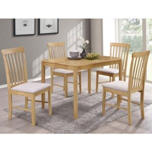 Garnet Fixed Wooden Dining Set With 4 Chairs