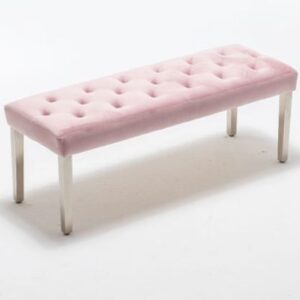 Kepro Velvet Upholstered Dining Bench In Pink