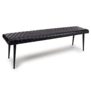 Allen Genuine Buffalo Leather Dining Bench In Black