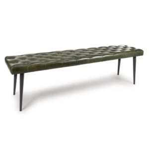 Basel Genuine Buffalo Leather Dining Bench In Green