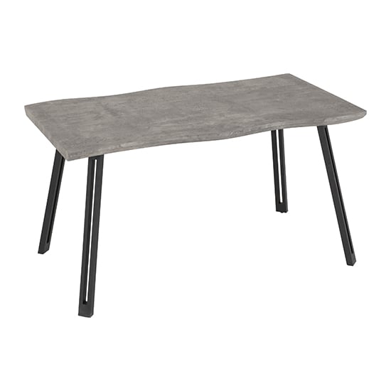 Qinson Wooden Wave Edge Dining Table In Concrete Effect