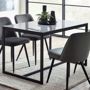 Casper Smoked Glass Dining Table With Black Metal Frame