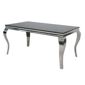 Laval Small Black Glass Dining Table With Chrome Curved Legs