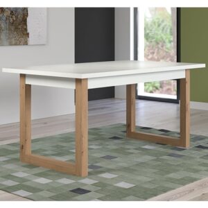 Depok Extending Wooden Dining Table In White And Oak