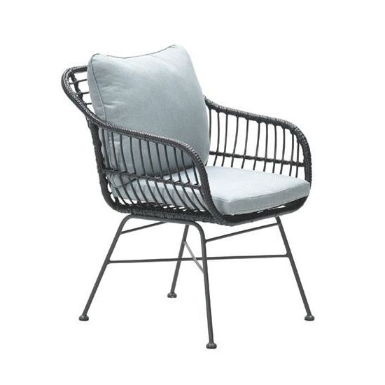 Macy Aluminum Frame Fabric Dining Chair In Mint Grey