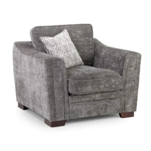 Accra Velvet Armchair In Grey With Solid Wood Frame